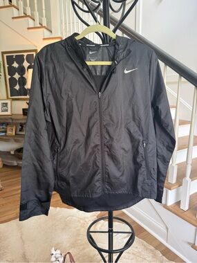 Nike Black Hooded Windbreaker with Reflective Swoosh